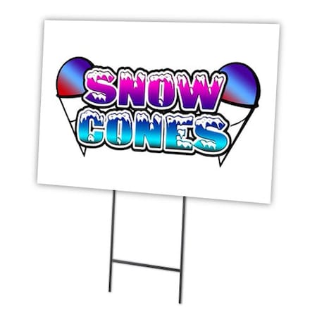 Signmission Snow Cones Yard Sign & Stake outdoor plastic coroplast window, C-1216-DS-Snow Cones C-1216-DS-Snow Cones